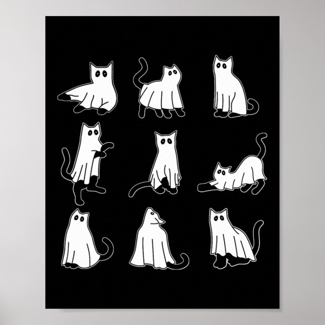 Poster Affaire Halloween Spooky Cute Black Cats Kitty Gho (Devant)