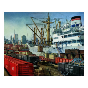 Poster Affaires vintages, transport accouplé de cargo