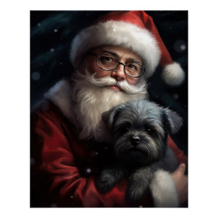 Poster Affenpinscher avec le Père Noël Noël festif