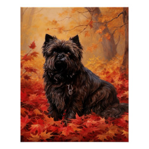 Poster Affenpinscher en automne Feuilles automne Inspiré