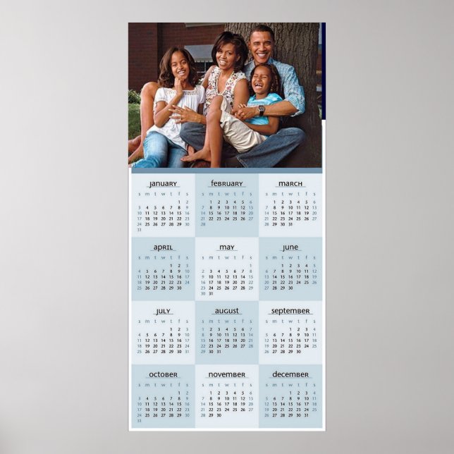 POSTER AFFICHAGE DU CALENDRIER DE LA FAMILLE OBAMA 2010 (Devant)