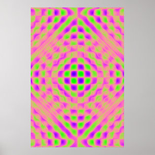 Poster Affiche, Abstrait à carreaux, Violet, Rose, Citron