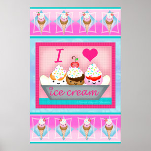 Poster Affiche/copie d'art d'amour de parfait de crème