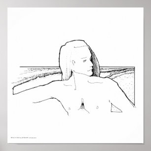Poster Affiche/copie : "Long homme/paysage de cheveux "