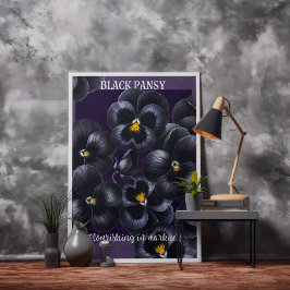 Poster Affirmation de Fleurs noires en sable noir