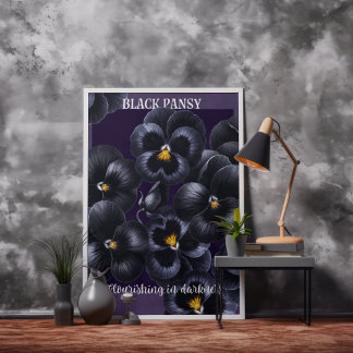 Poster Affirmation de Fleurs noires en sable noir
