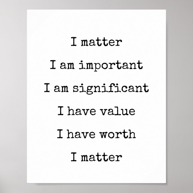 Poster Affirmation Self Worth Encouragement Vous Importez (Devant)
