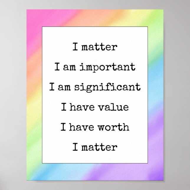 Poster Affirmation Véritable Vous Comptez Gradient Arc-en (Devant)