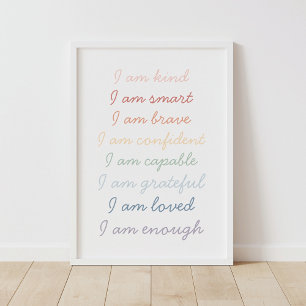 Poster Affirmations arc-en-ciel pour enfants