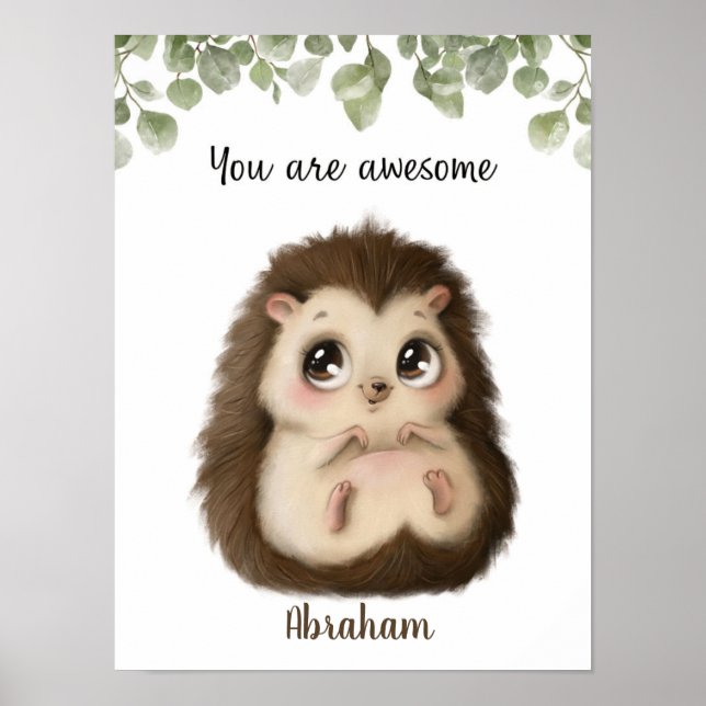 Poster Affirmations de hérisson Whispering personnalisabl (Devant)