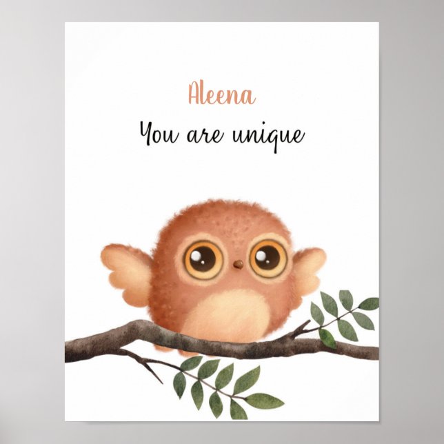 Poster Affirmations de hibou Whispering personnalisables (Devant)