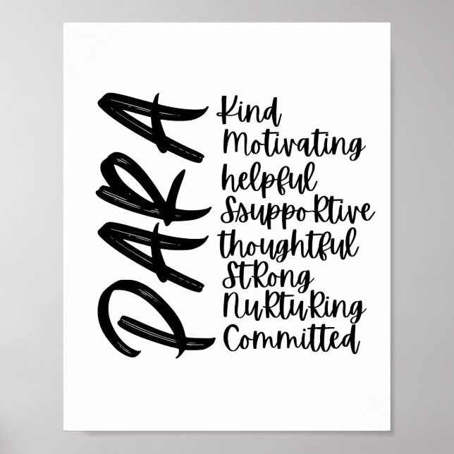 Poster Affirmations Paraprofessionnelles Inspirantes (Devant)