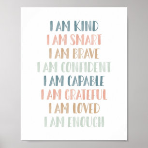 Poster Affirmations Pastel pour Décor de crèche pour enfa