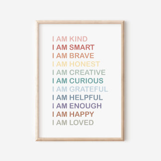 Poster Affirmations Positives Arc-En-Ciel Pour La Pépiniè
