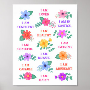 Poster Affirmations positives Inspirational Daily Floral