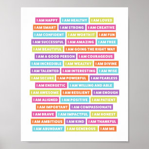 Poster Affirmations positives Je Suis Affirmations