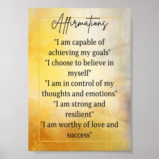 Poster Affirmations pour la confiance en soi et l'inspira (Devant)