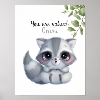 Poster Affirmations Whispering Raccoon personnalisables
