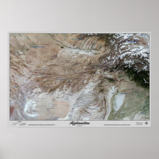 Poster Afghanistan Carte satellite de l'affiche Imprimer