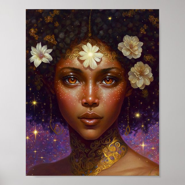 Poster African American Black Goddess Queen Imaginaire Ar (Devant)