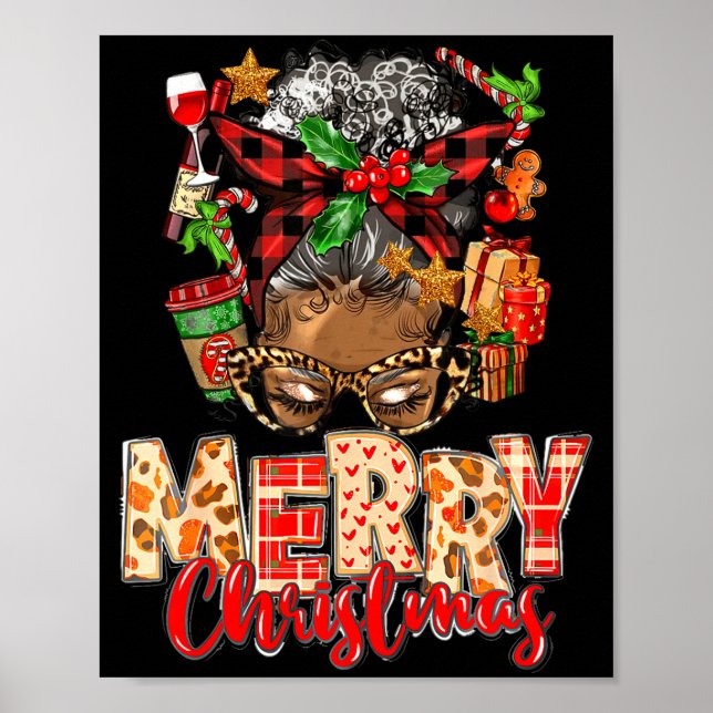 Poster African American Christmas African Black Xmas Mom  (Devant)