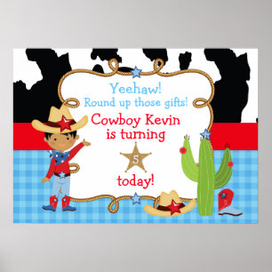 Poster African American Cowboy Western Birthday Party