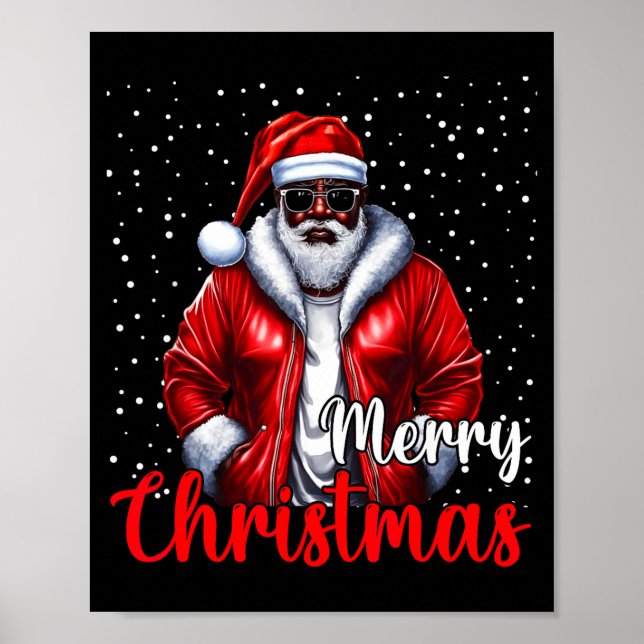 Poster African American Santa Christmas Shirt Pajama Cool (Devant)