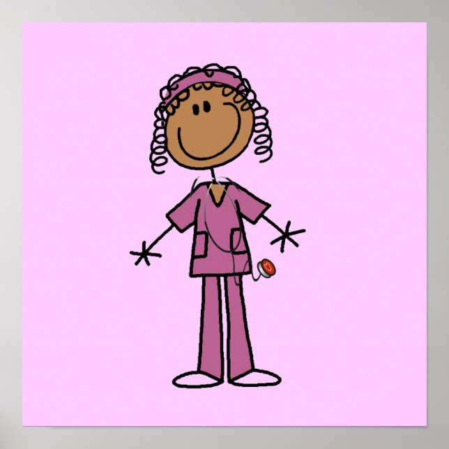 Poster African American Stick Figure Nurse (Devant)
