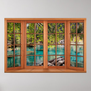 Poster African Lagoon Scenery Fake Window
