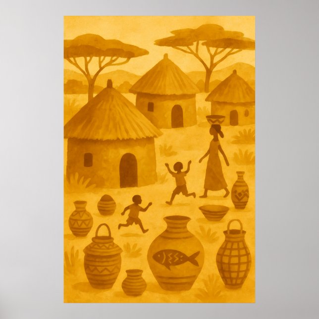 Poster African Traditional Village – Tribal Heritage (Devant)