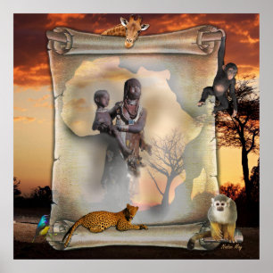 Poster African woman & child