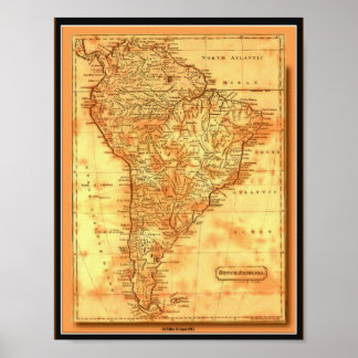 Poster AfriMex Urbano Ancien Monde Carte Amérique du Sud 