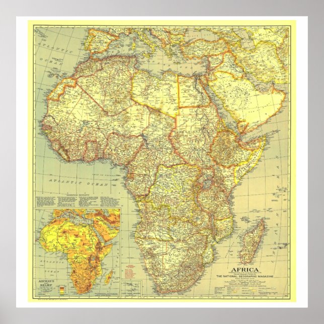 Poster " Afrique : 1935 Carte détaillée ... (Devant)