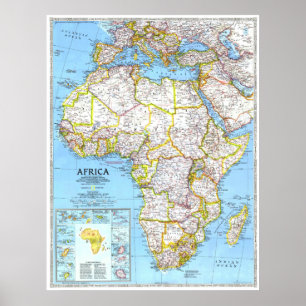Poster " Afrique : 1990 Pays détaillés MAP ...