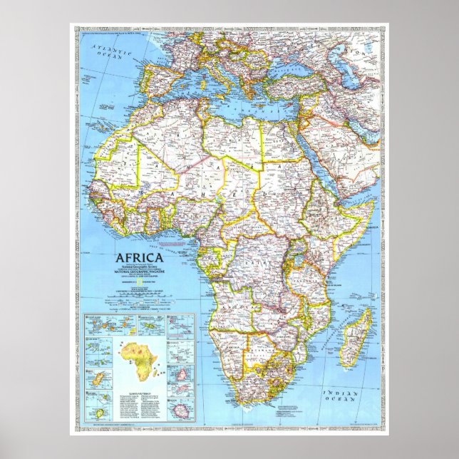 Poster " Afrique : 1990 Pays détaillés MAP ... (Devant)