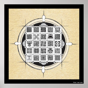Poster Afrique Adinkra et Kufic arabe sur le parchemin
