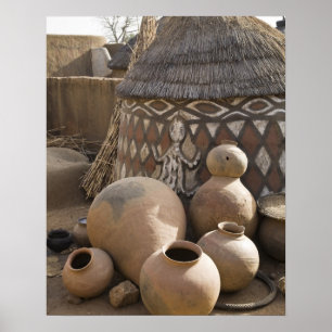 Poster Afrique, Afrique de l'Ouest, Ghana, Sirigu. Artisa