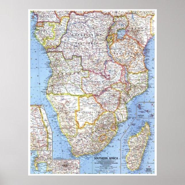 Poster " Afrique australe : 1962 Carte détaillée ... (Devant)