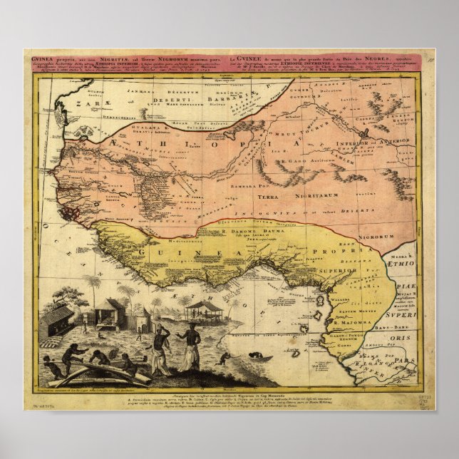 Poster Afrique de l'Ouest 1743 Antique Carte (Devant)