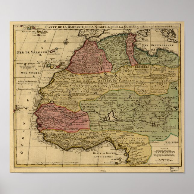 Poster Afrique du Nord 1742 Carte antique (Devant)