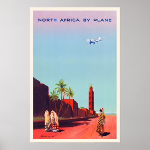 Poster Afrique du Nord Maroc Le Caire Égypte Algérie Pyra