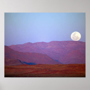 Poster Afrique, Namibie, Sossusvlei. Une pleine lune repo