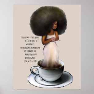 Poster Afro-Américaine femme Afro Bible Citation Psaume 