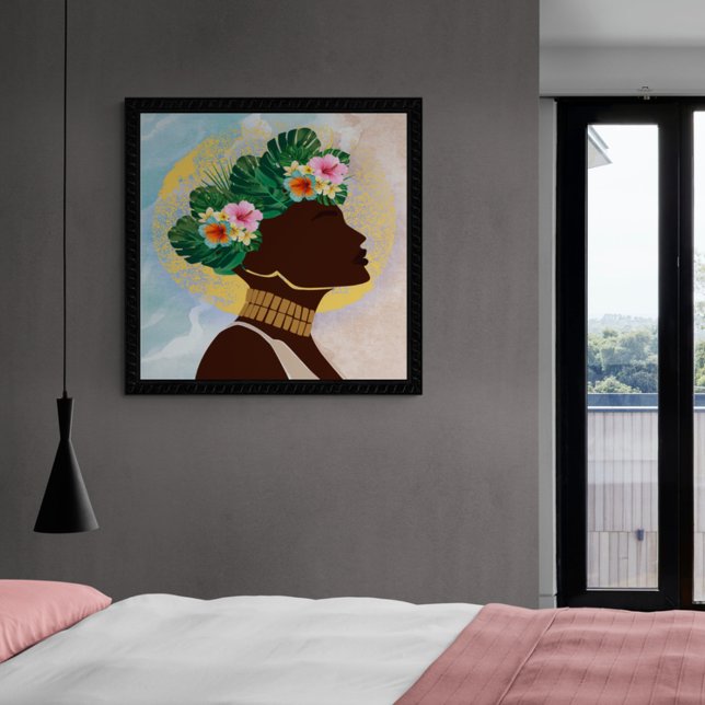 Poster Afro-Américaine Femme Florale Couronne (Créateur téléchargé)