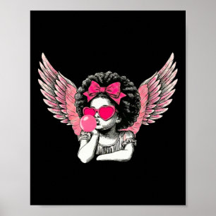Poster Afro Cupid avec lunettes de soleil qui souffle du