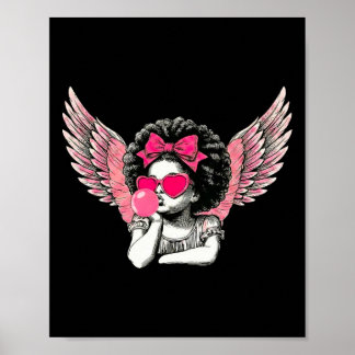 Poster Afro Cupid With Sungles Blowing Bubble Gum Valenti
