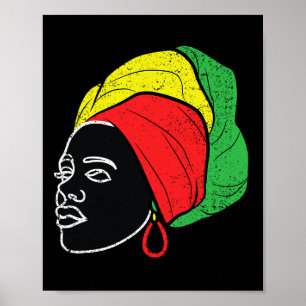 Poster Afro Femme Noir Histoire Mois Couleur Hommes Femme
