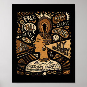 Poster Afro Femme Noir Histoire Mois Hommes Femmes Africa