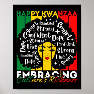 Poster Afro Girl Happy Kwanzaa patrimoine afro-américain
