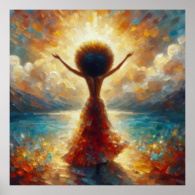 Poster Afro Louange déesse Divine Beauté Huile Peinture (Devant)